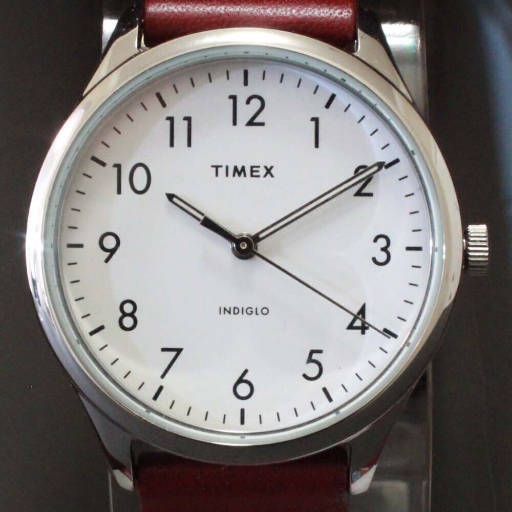 Times Ladies Easy Reader Quartz Watch Burgundy Strap 32mm - Picture 9 of 12